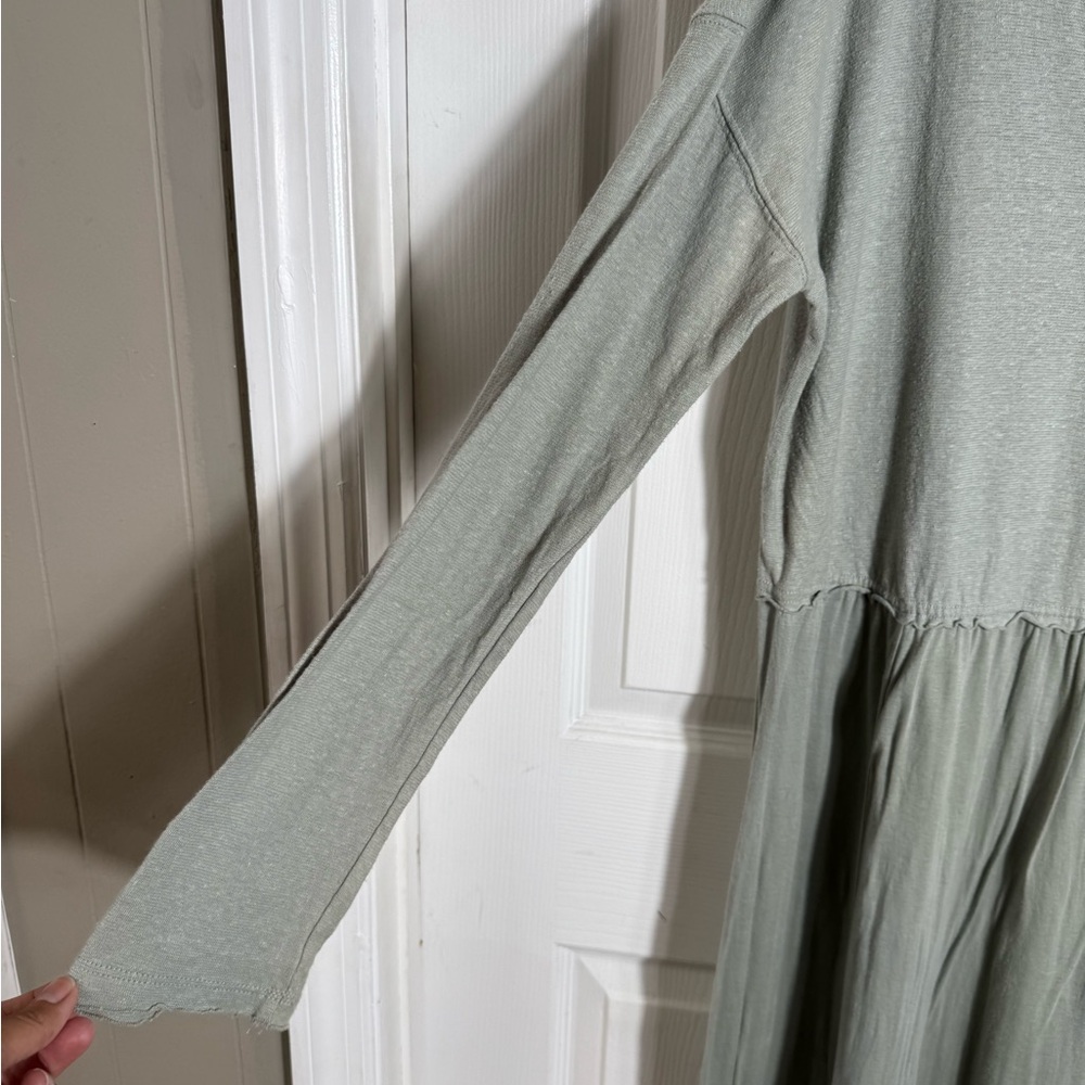 Free People Beach Oversized Sage Green Maxi Dress Long Sleeve Boho LG - Picture 6 of 10